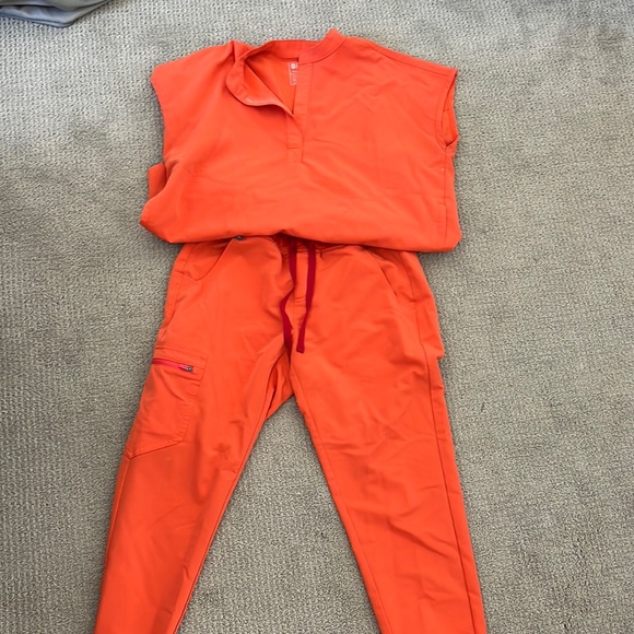 Figs Other Figs Orange Scrub Set Joggers And Oversized Scrub Top